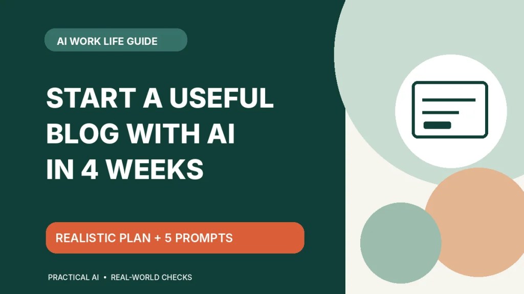 Four-week AI-assisted blog launch plan with prompts and quality checks, branded editorial cover.