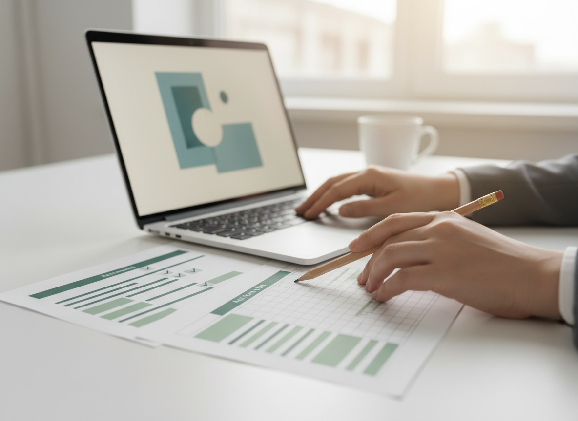 Reader comparing paper meeting notes and an AI-produced list to identify unconfirmed tasks and dates.